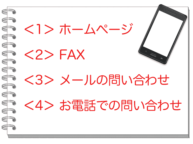 ホームページ FAX メールの問い合わせ お電話での問い合わせ