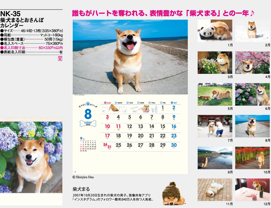 柴犬まるとおさんぽカレンダー [商品No.NK-35] NK-35