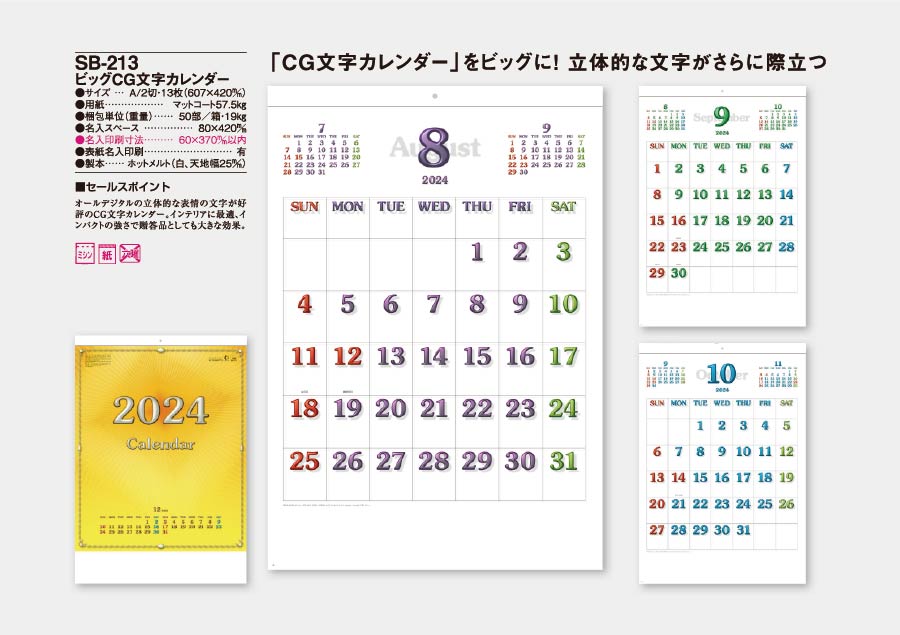 ビッグＣＧ文字カレンダー [商品No.166] SB-213